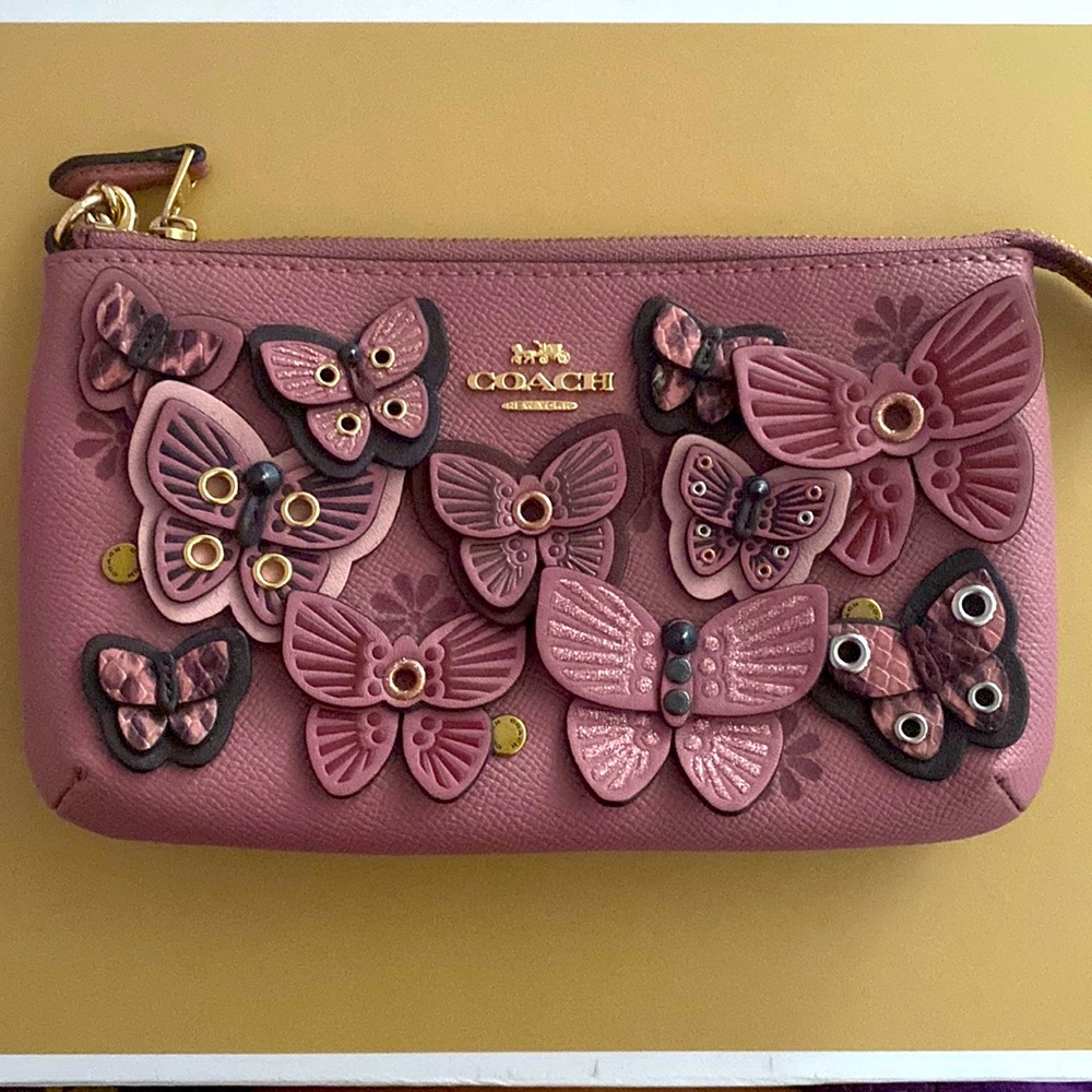 Coach Pink Butterfly wristlet/wallet